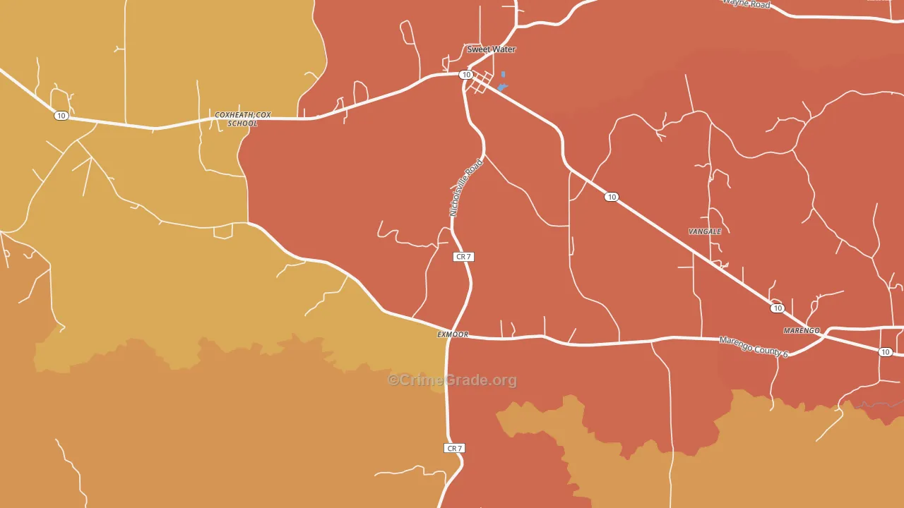 Exmoor, AL Map of Vandalism Rates