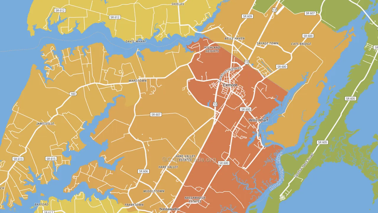 Exmore, VA Map of Vandalism Rates