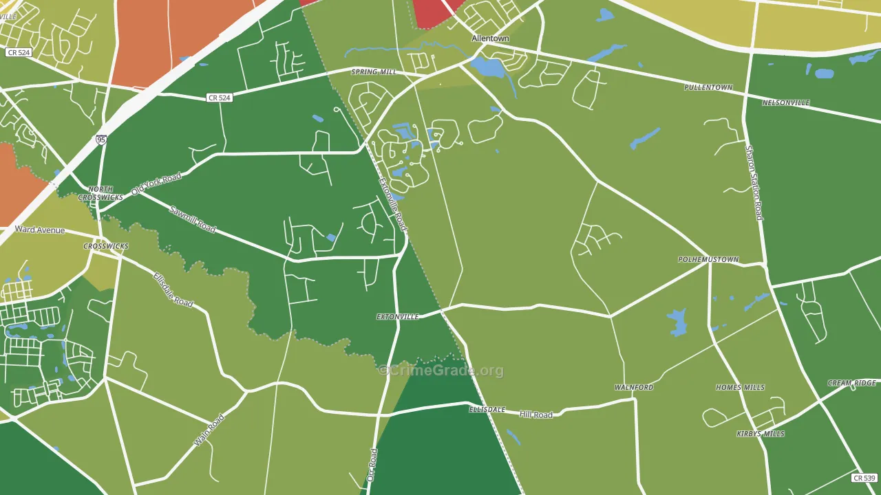 Extonville, NJ Map of Vandalism Rates