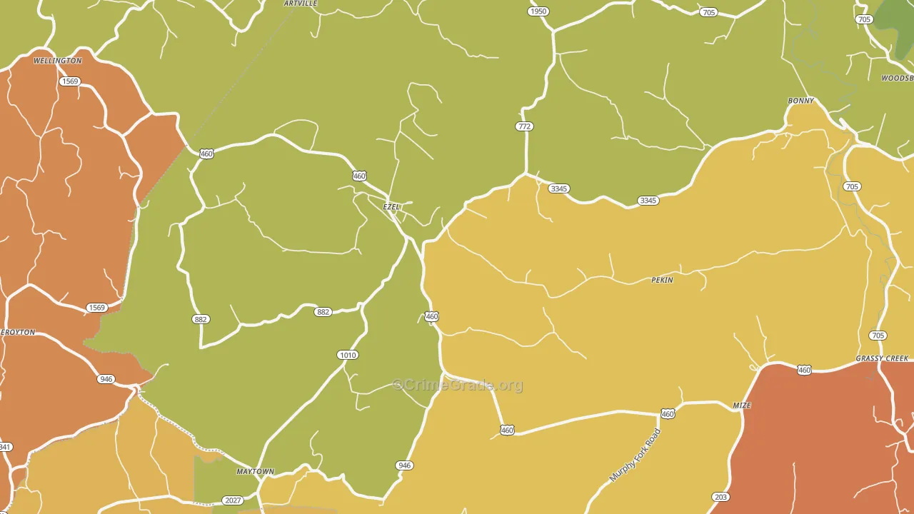 Ezel, KY Map of Vandalism Rates