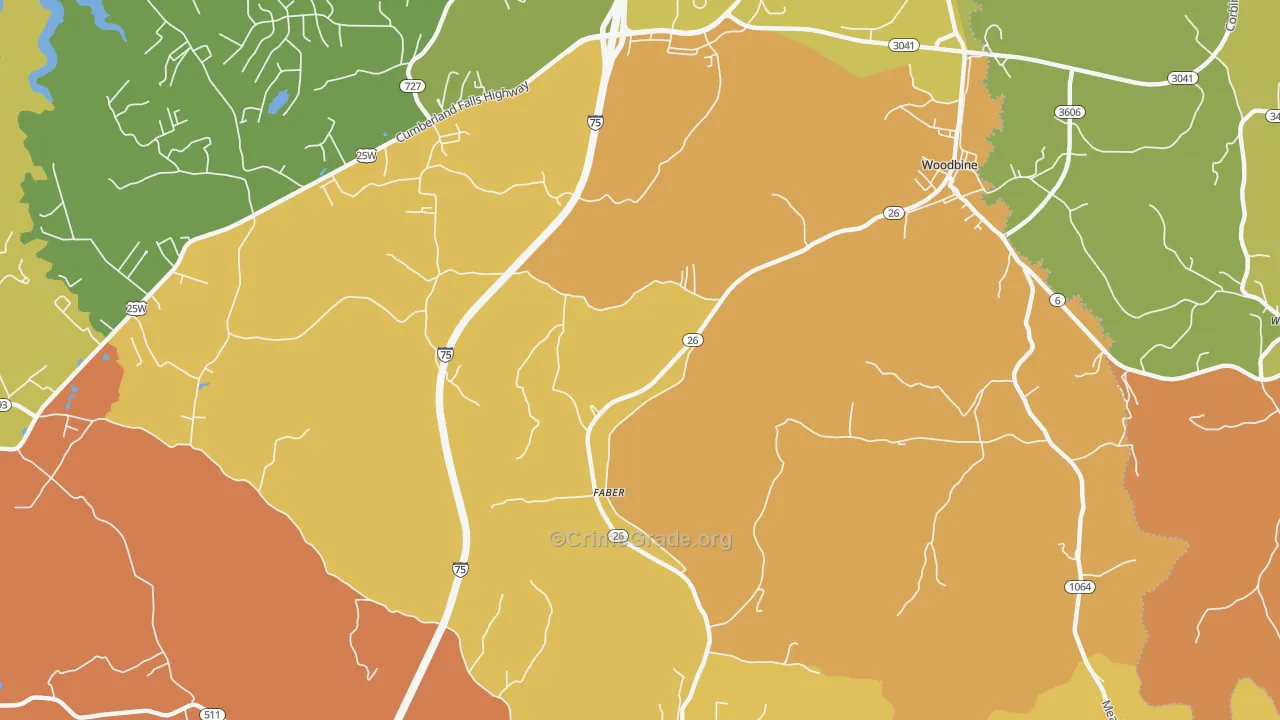 Faber, KY Map of Vandalism Rates