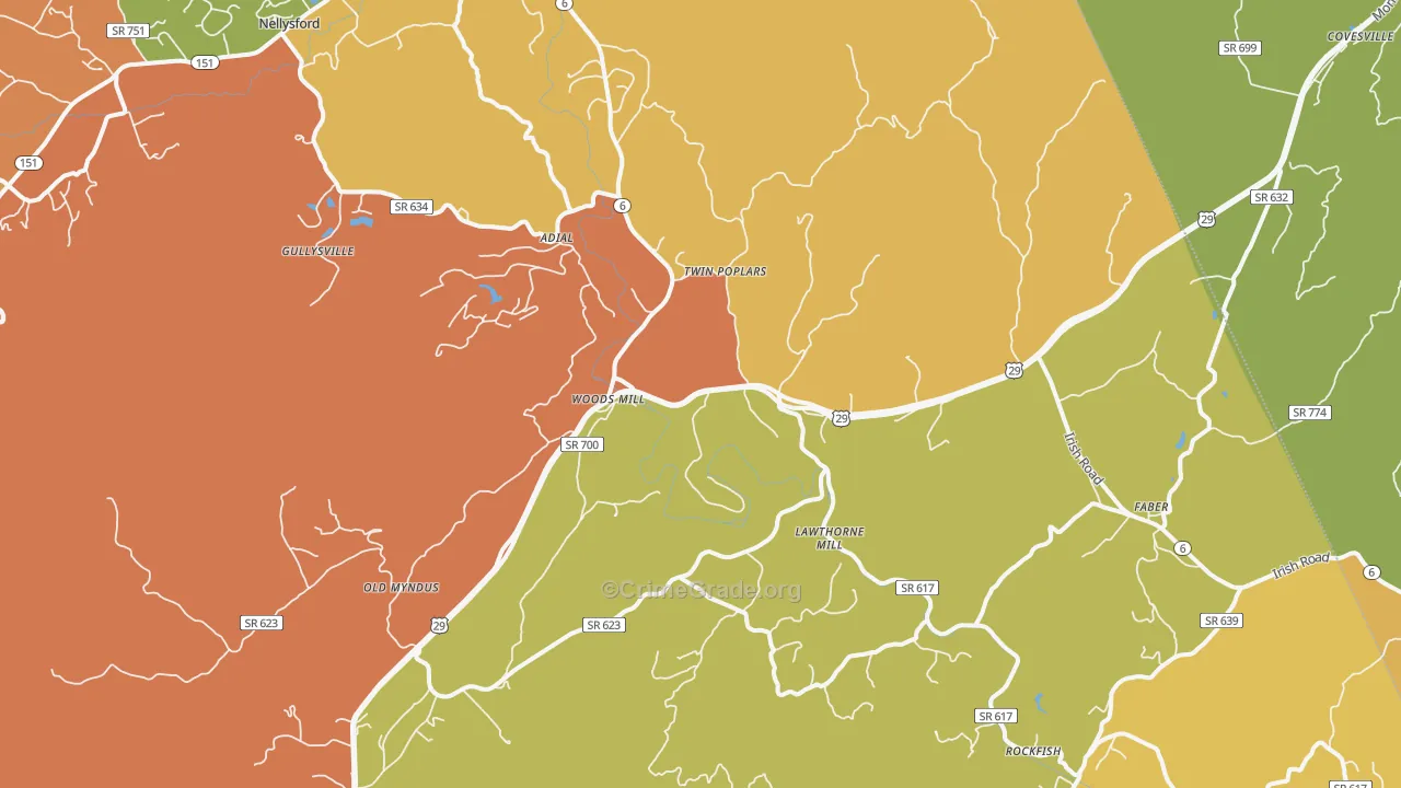 Faber, VA Map of Vandalism Rates