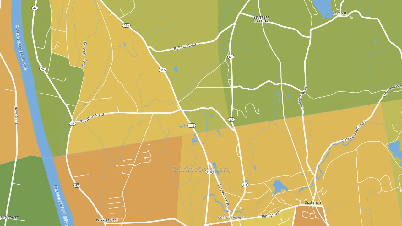Factory Hollow, MA Map of Vandalism Rates