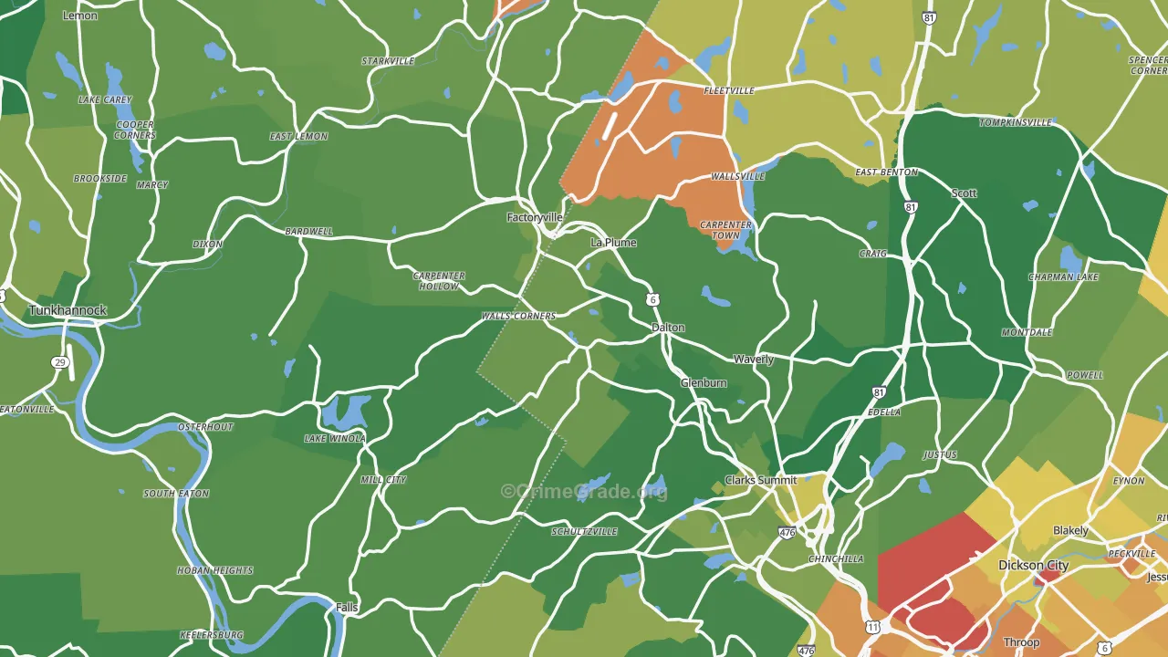 Factoryville, PA Map of Vandalism Rates