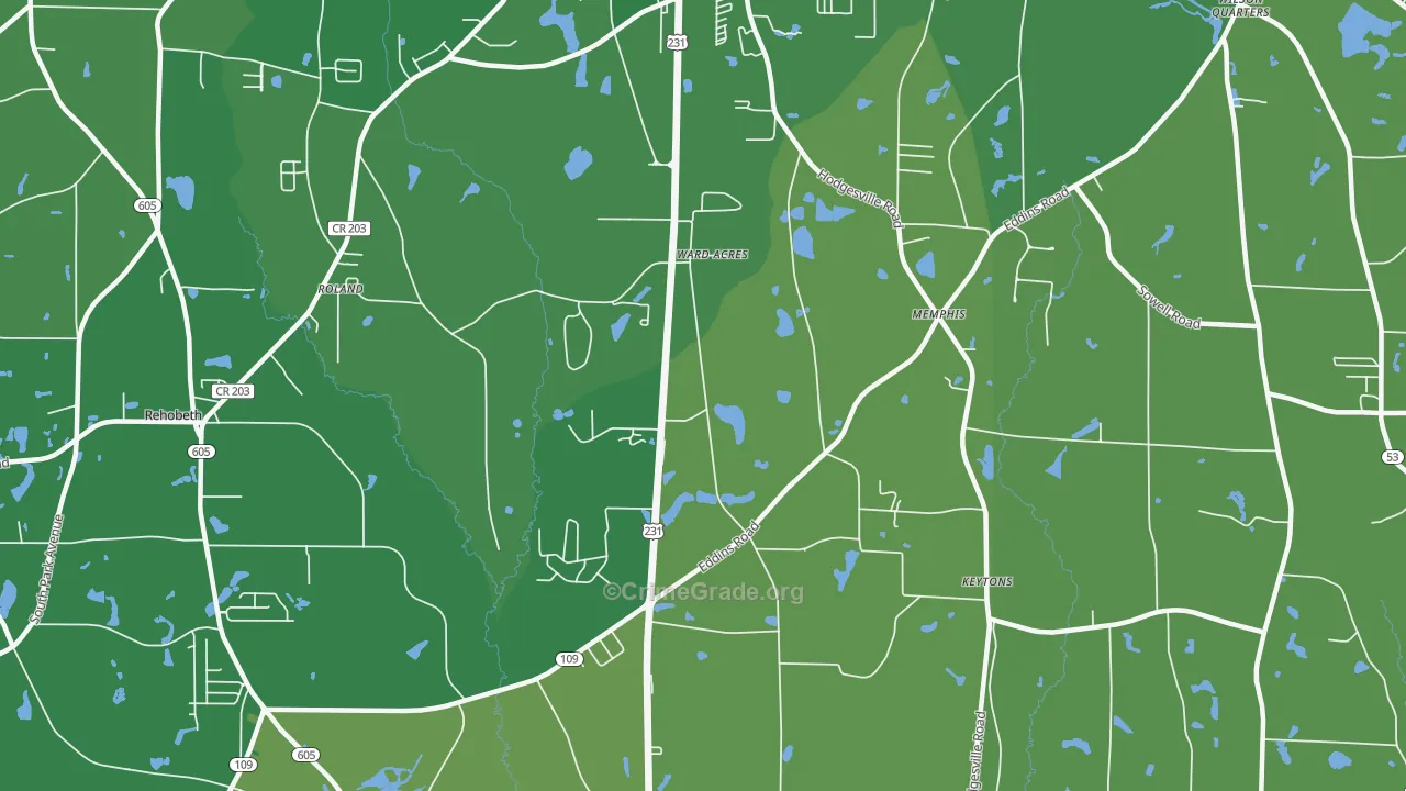 Fadette, AL Map of Vandalism Rates