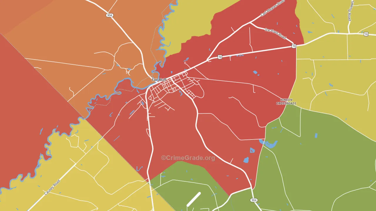 Fair Bluff, NC Map of Vandalism Rates