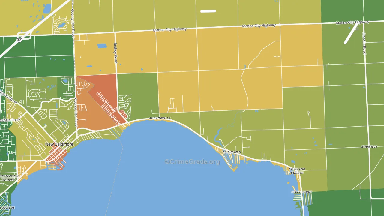 Fair Haven, MI Map of Vandalism Rates