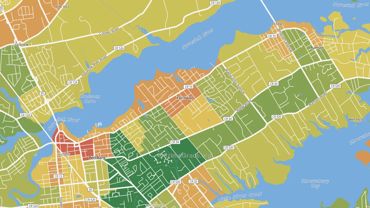 Fair Haven, NJ Map of Vandalism Rates