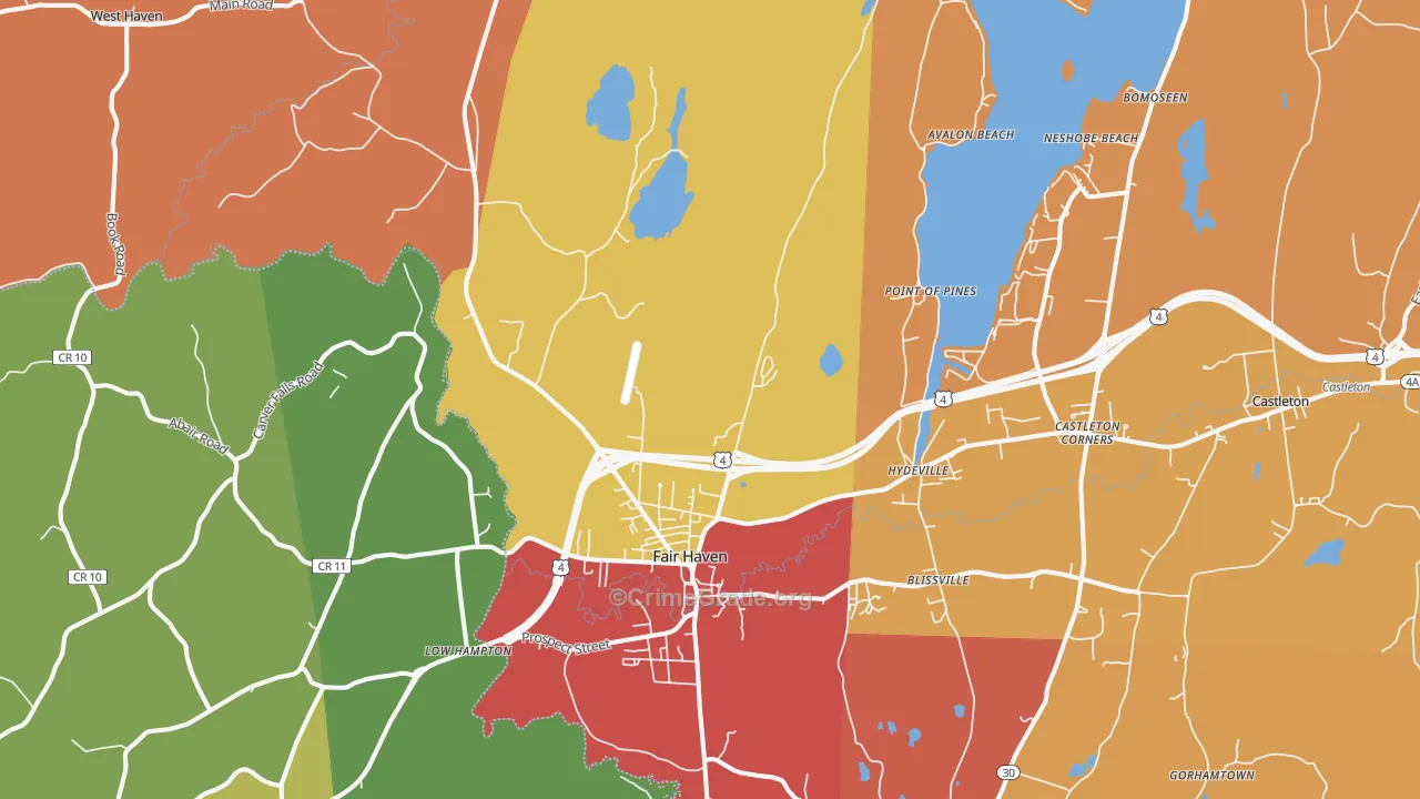 Fair Haven, VT Map of Vandalism Rates