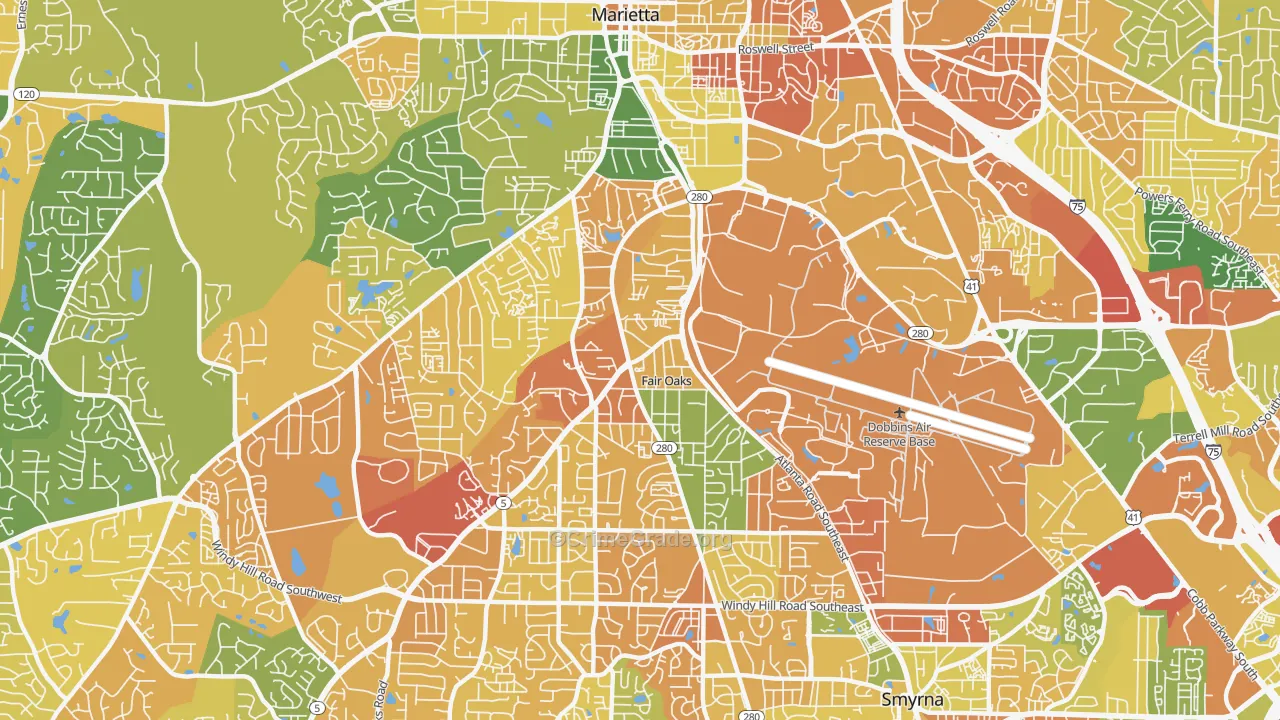 Fair Oaks, GA Map of Vandalism Rates