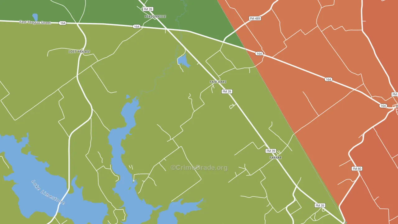 Fair Oaks, TX Map of Vandalism Rates