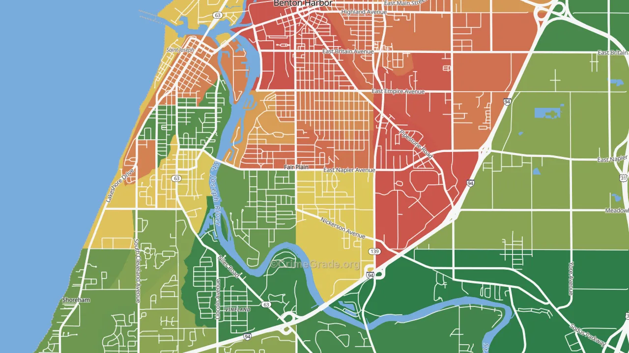Fair Plain, MI Map of Vandalism Rates
