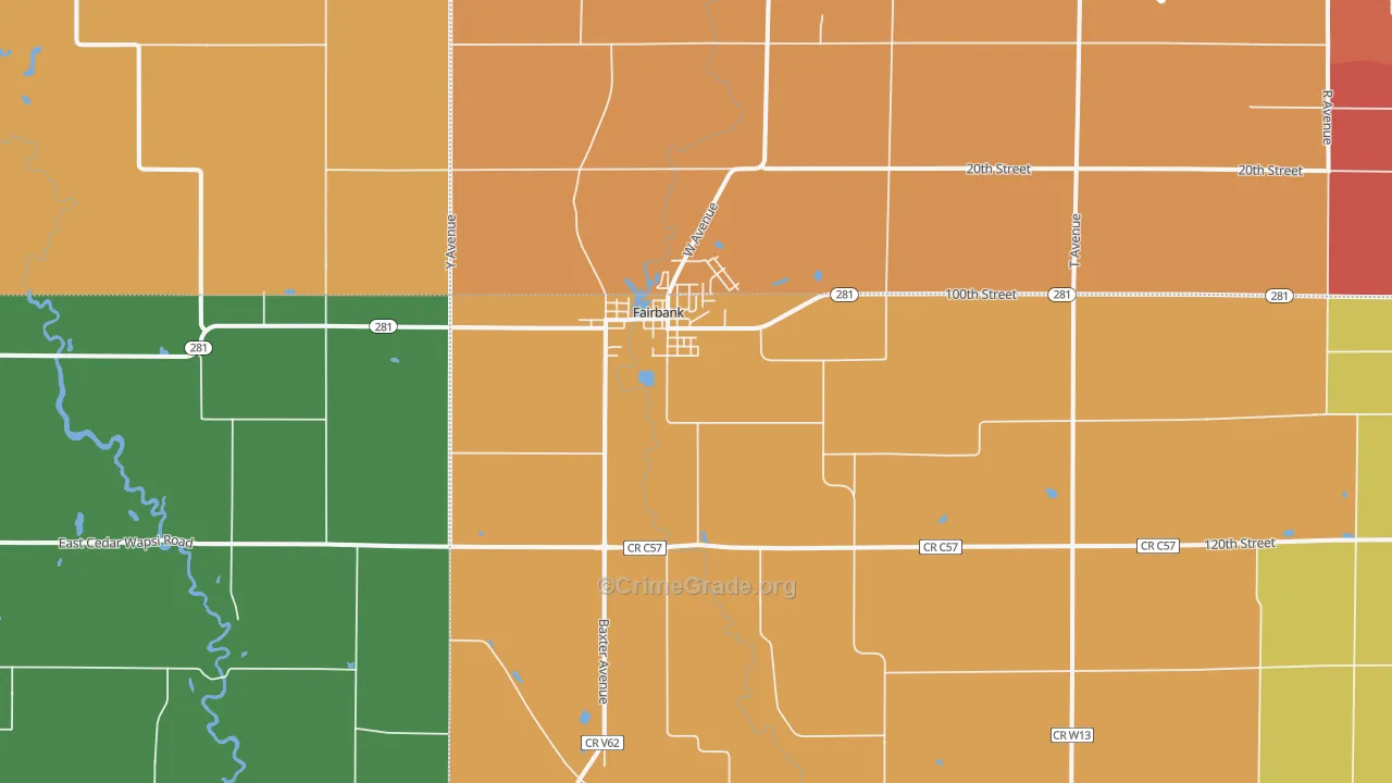 Fairbank, IA Map of Vandalism Rates