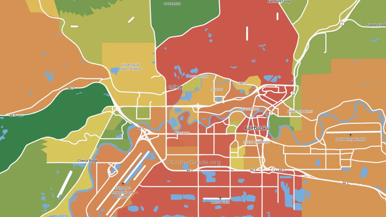Fairbanks, AK Map of Vandalism Rates