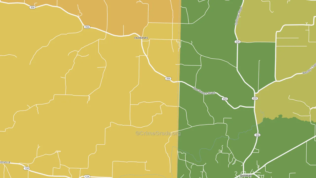 Fairbanks, AR Map of Vandalism Rates