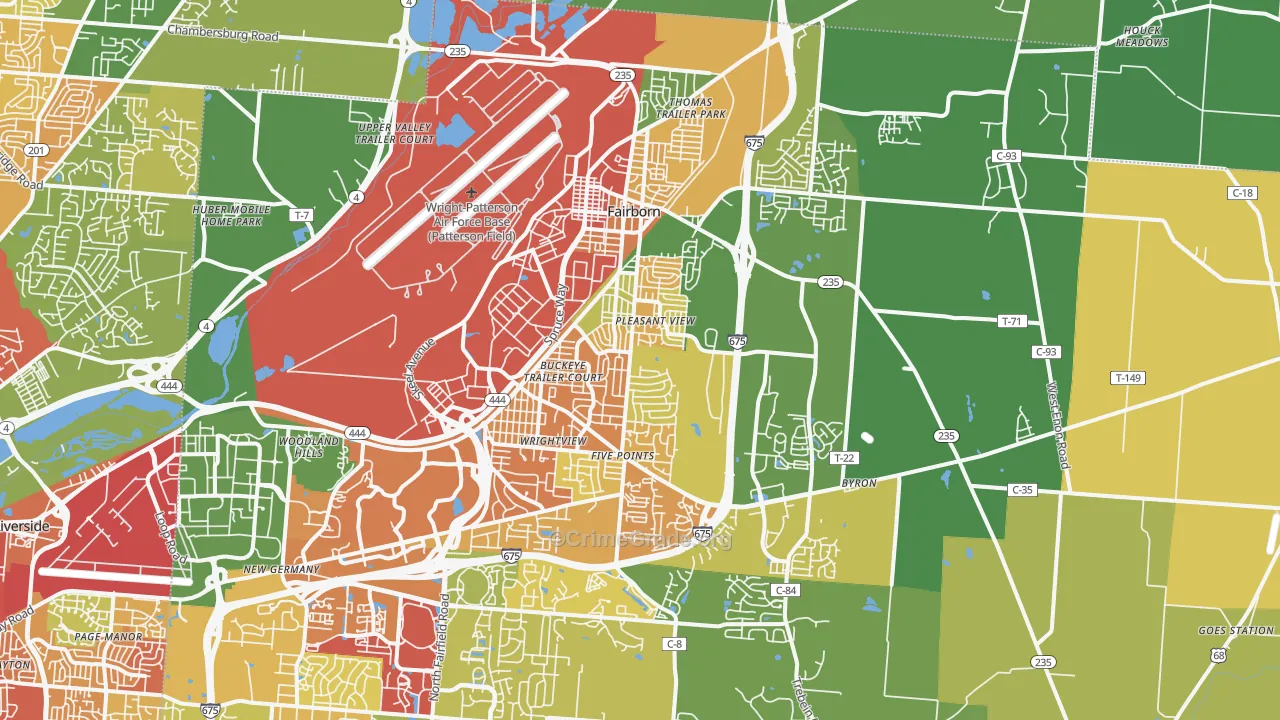 Fairborn, OH Map of Vandalism Rates