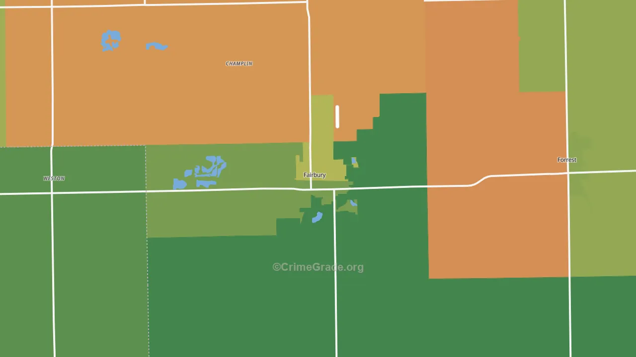 Fairbury, IL Map of Vandalism Rates