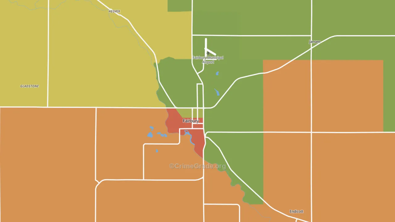 Fairbury, NE Map of Vandalism Rates