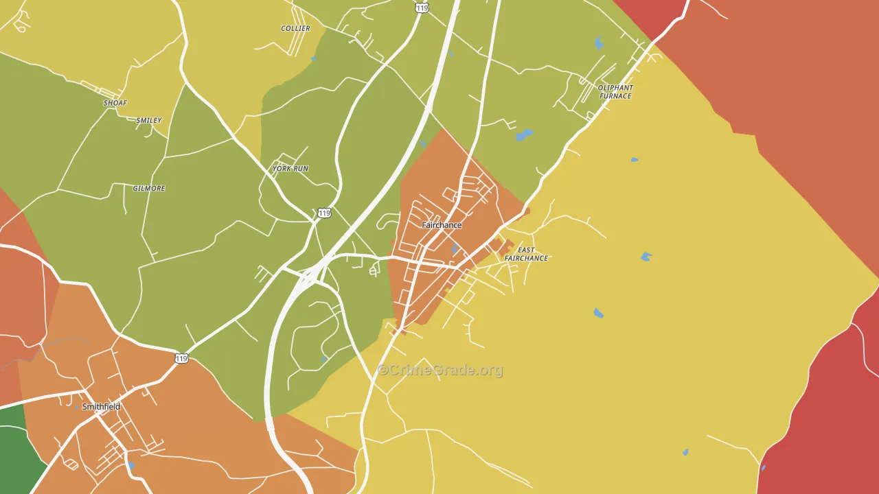Fairchance, PA Map of Vandalism Rates