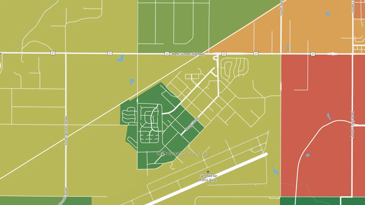 Fairchild AFB, WA Map of Vandalism Rates