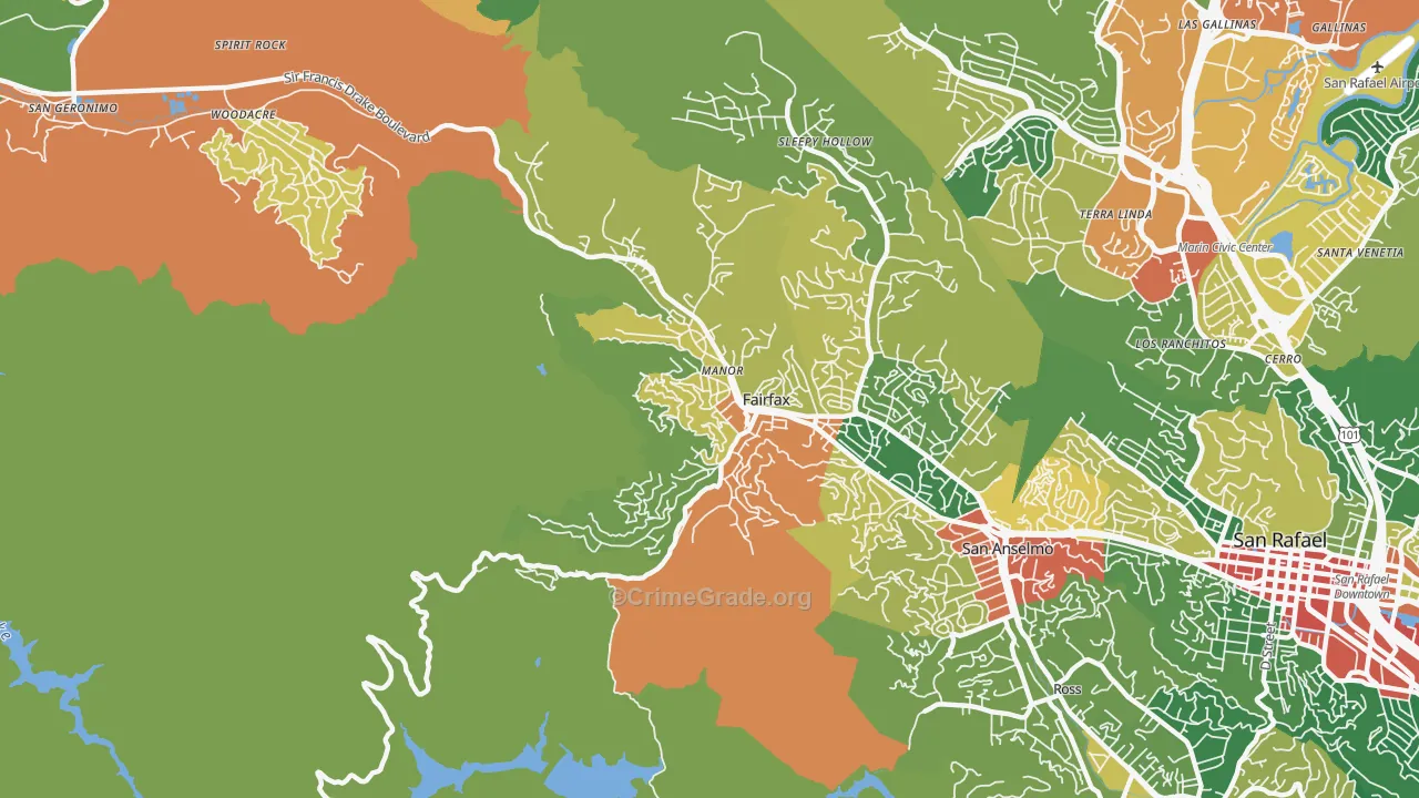 Fairfax, CA Map of Vandalism Rates