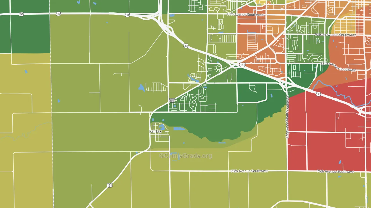 Fairfax, IA Map of Vandalism Rates