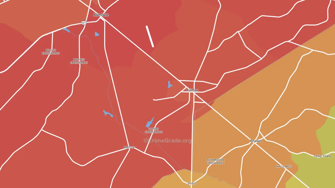 Fairfax, SC Map of Vandalism Rates