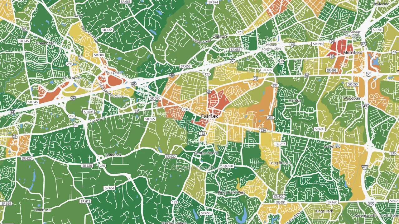 Fairfax, VA Map of Vandalism Rates