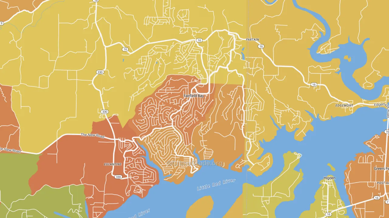Fairfield Bay, AR Map of Vandalism Rates