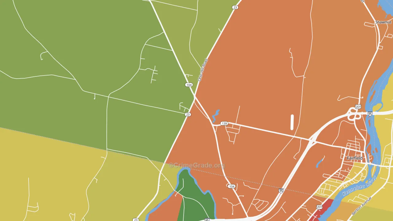 Fairfield Center, ME Map of Vandalism Rates
