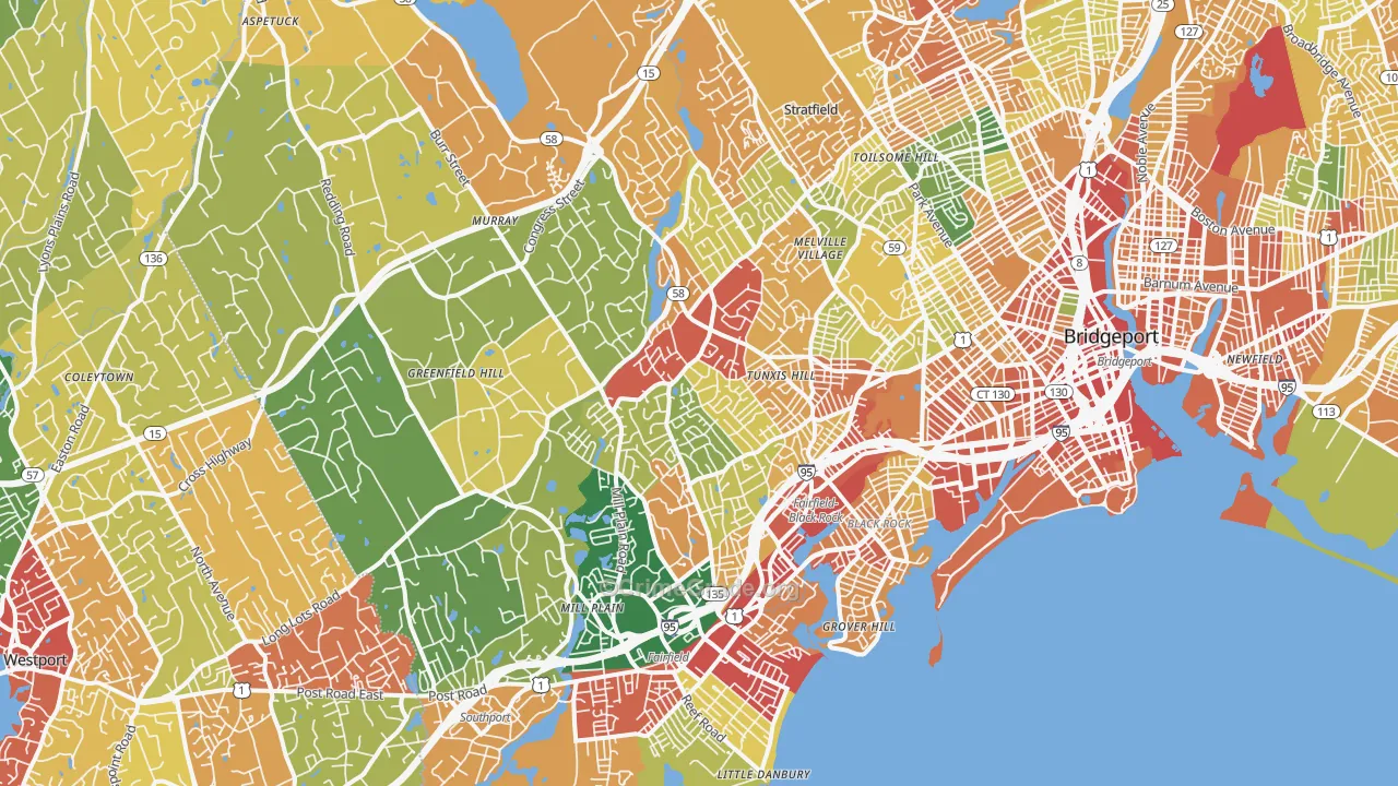 Fairfield, CT Map of Vandalism Rates