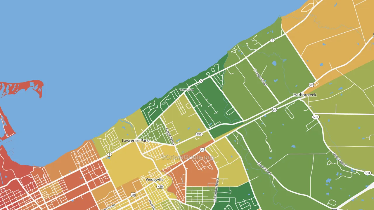 Fairfield, Erie, PA Map of Vandalism Rates