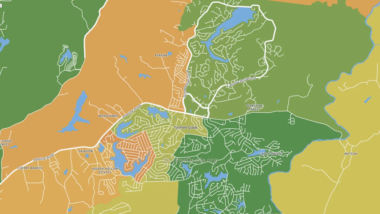 Fairfield Glade, TN Map of Vandalism Rates
