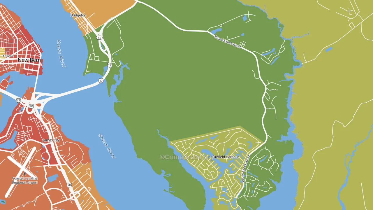 Fairfield Harbour, NC Map of Vandalism Rates