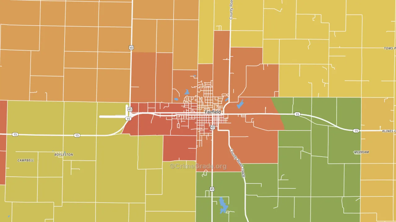 Fairfield, IL Map of Vandalism Rates