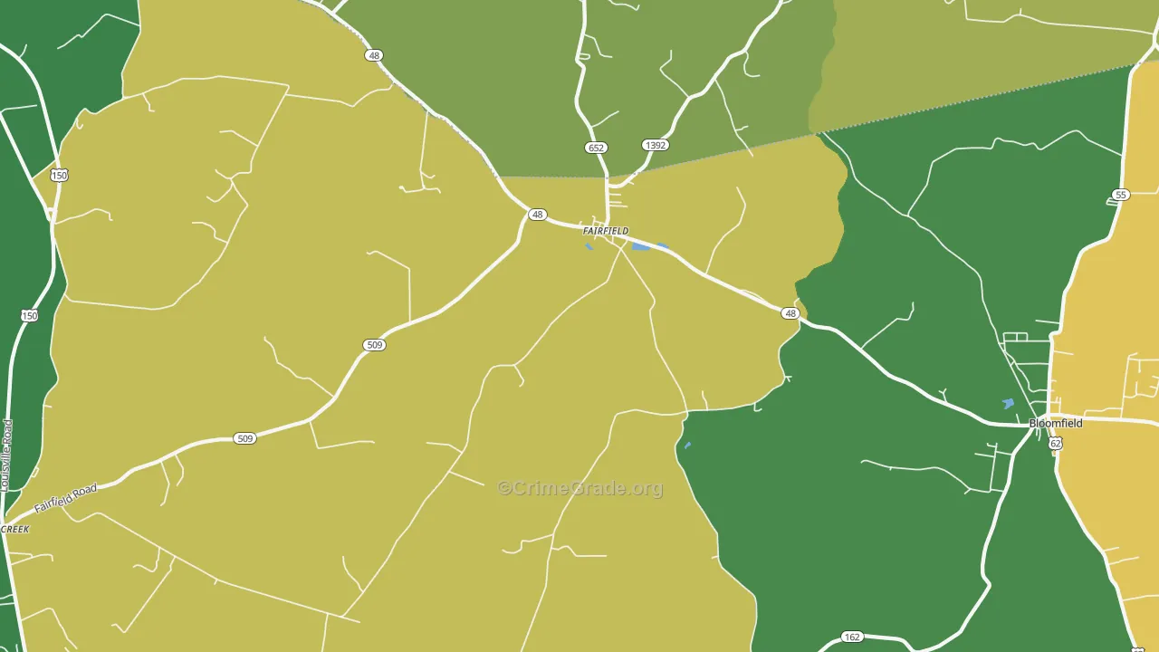 Fairfield, KY Map of Vandalism Rates