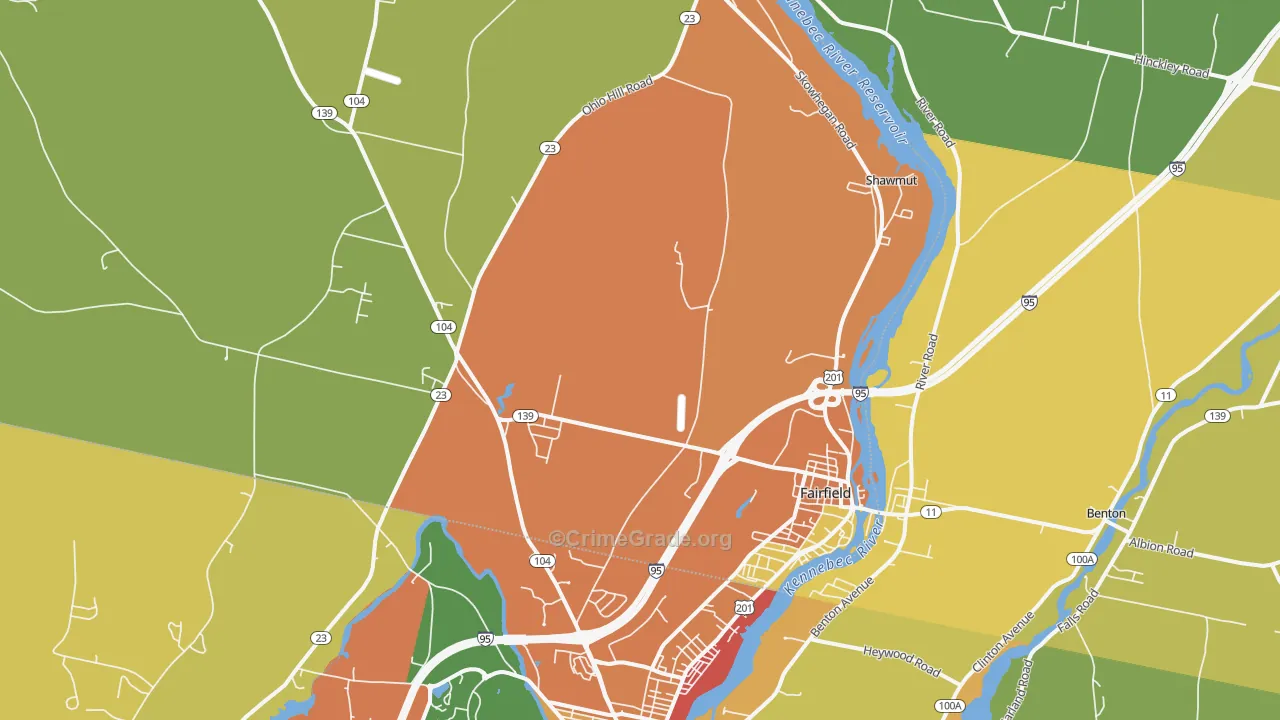 Fairfield, ME Map of Vandalism Rates