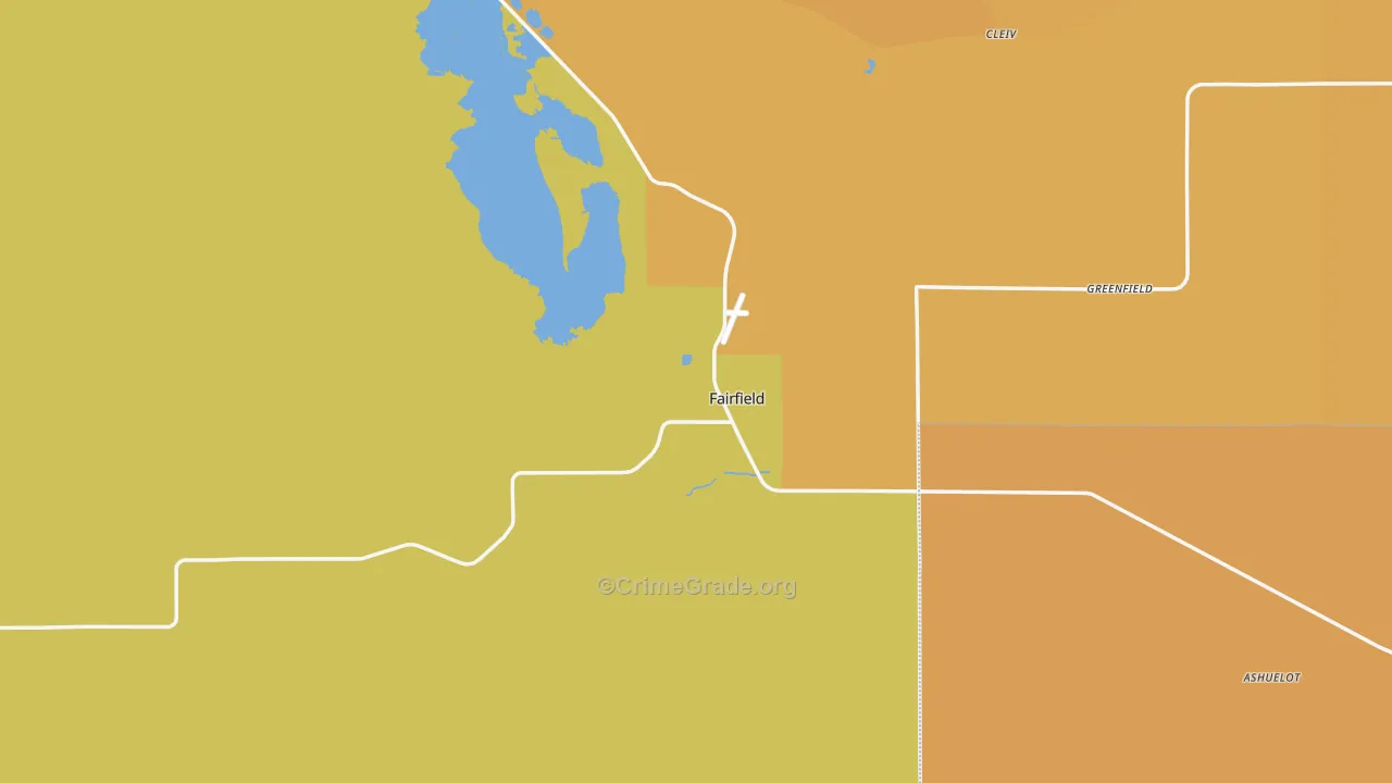 Fairfield, MT Map of Vandalism Rates