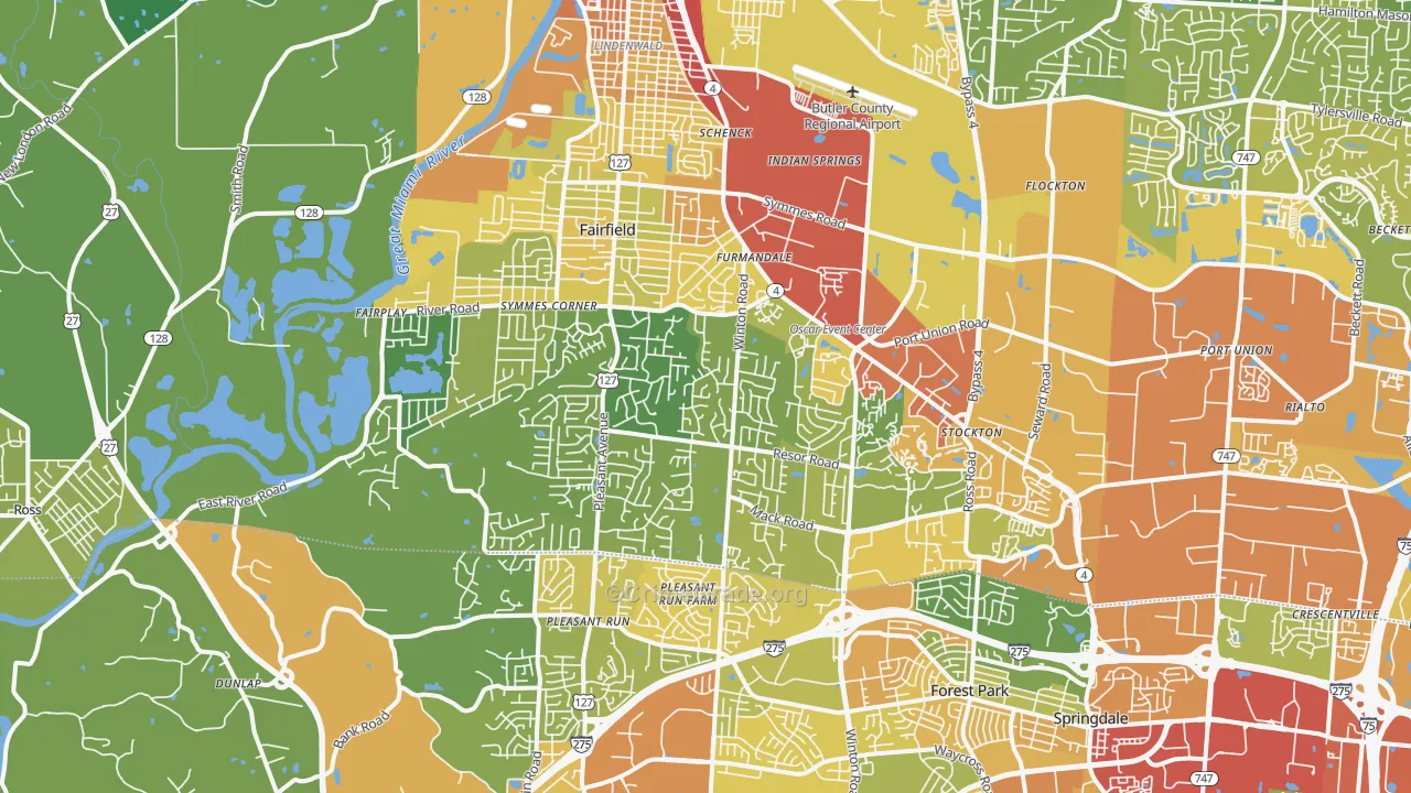 Fairfield, OH Map of Vandalism Rates