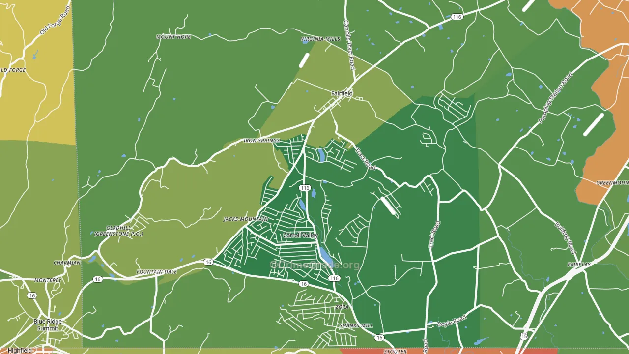 Fairfield, PA Map of Vandalism Rates