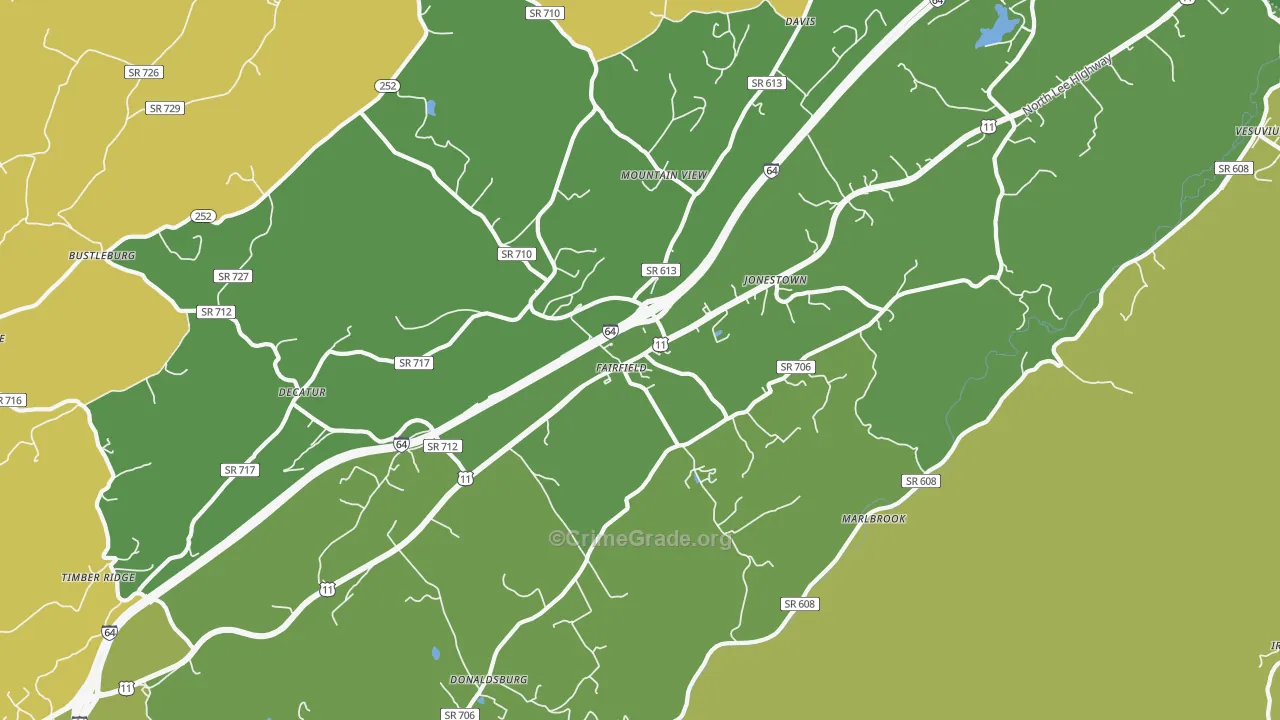 Fairfield, VA Map of Vandalism Rates