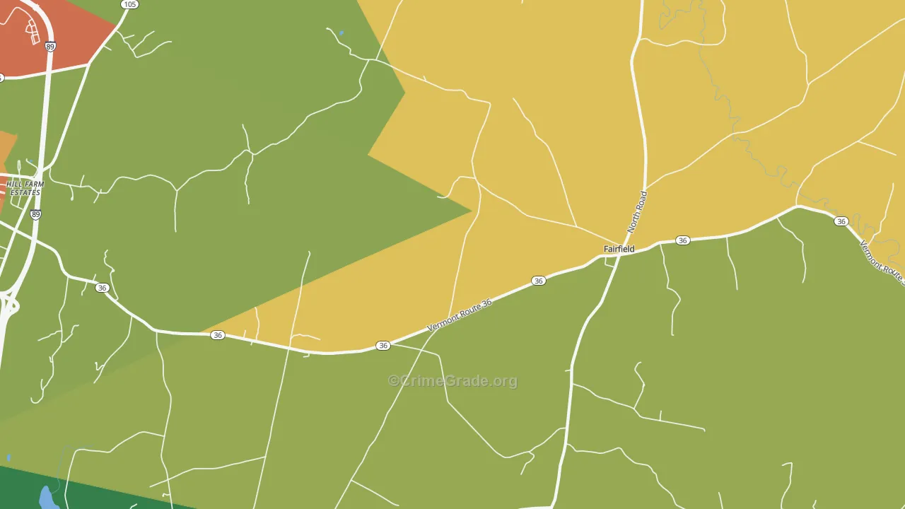 Fairfield, VT Map of Vandalism Rates