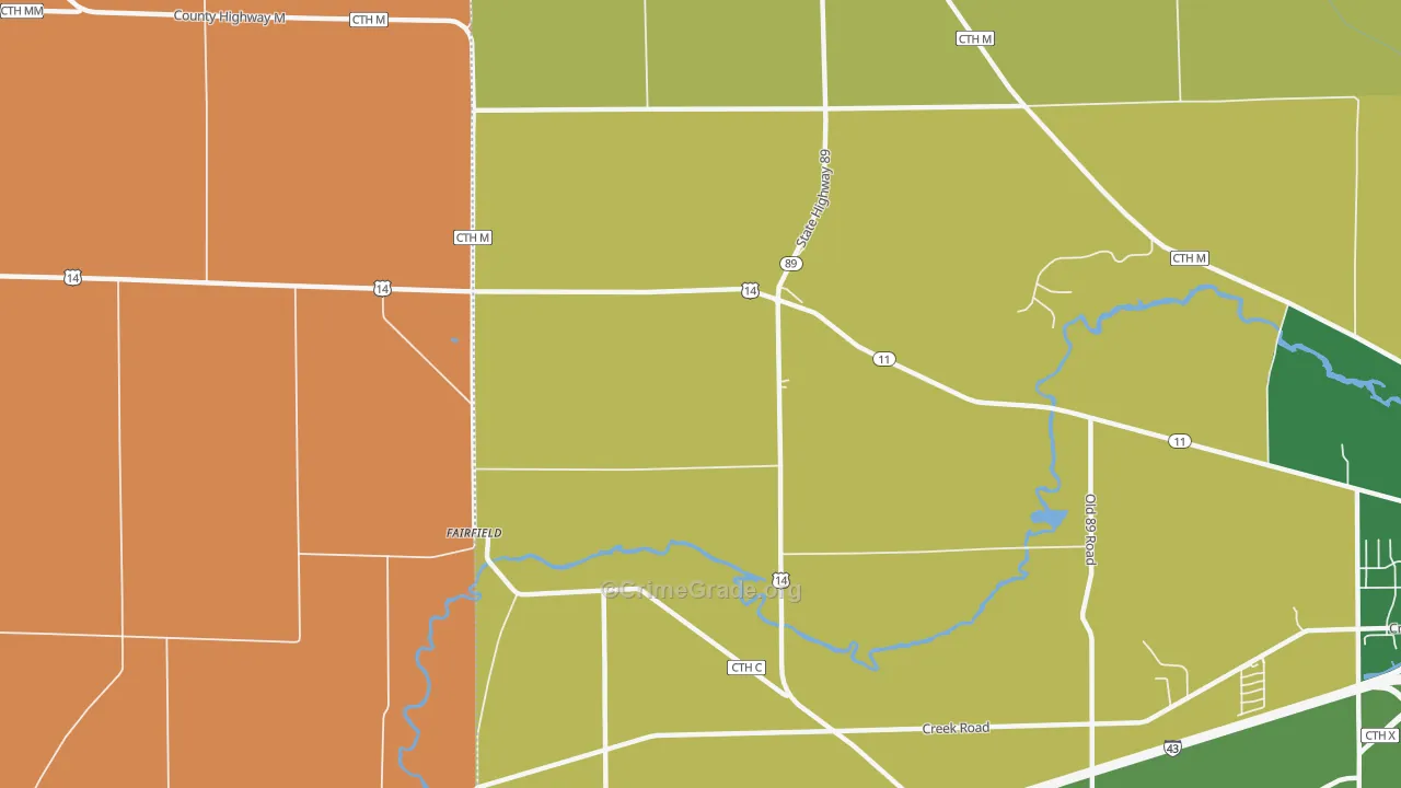 Fairfield, WI Map of Vandalism Rates