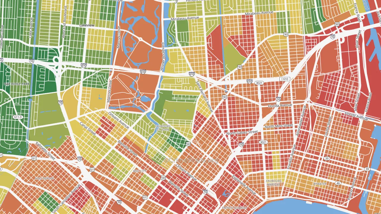 Fairgrounds, New Orleans, LA Map of Vandalism Rates