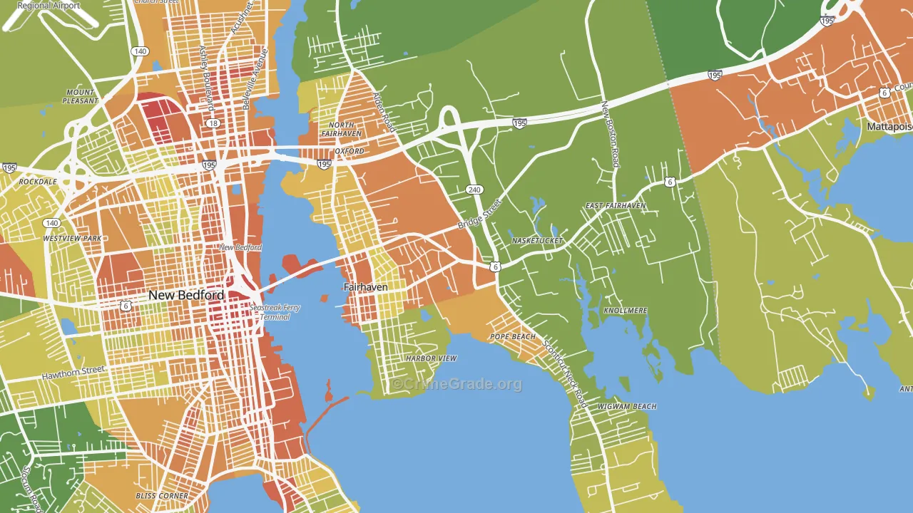 Fairhaven, MA Map of Vandalism Rates