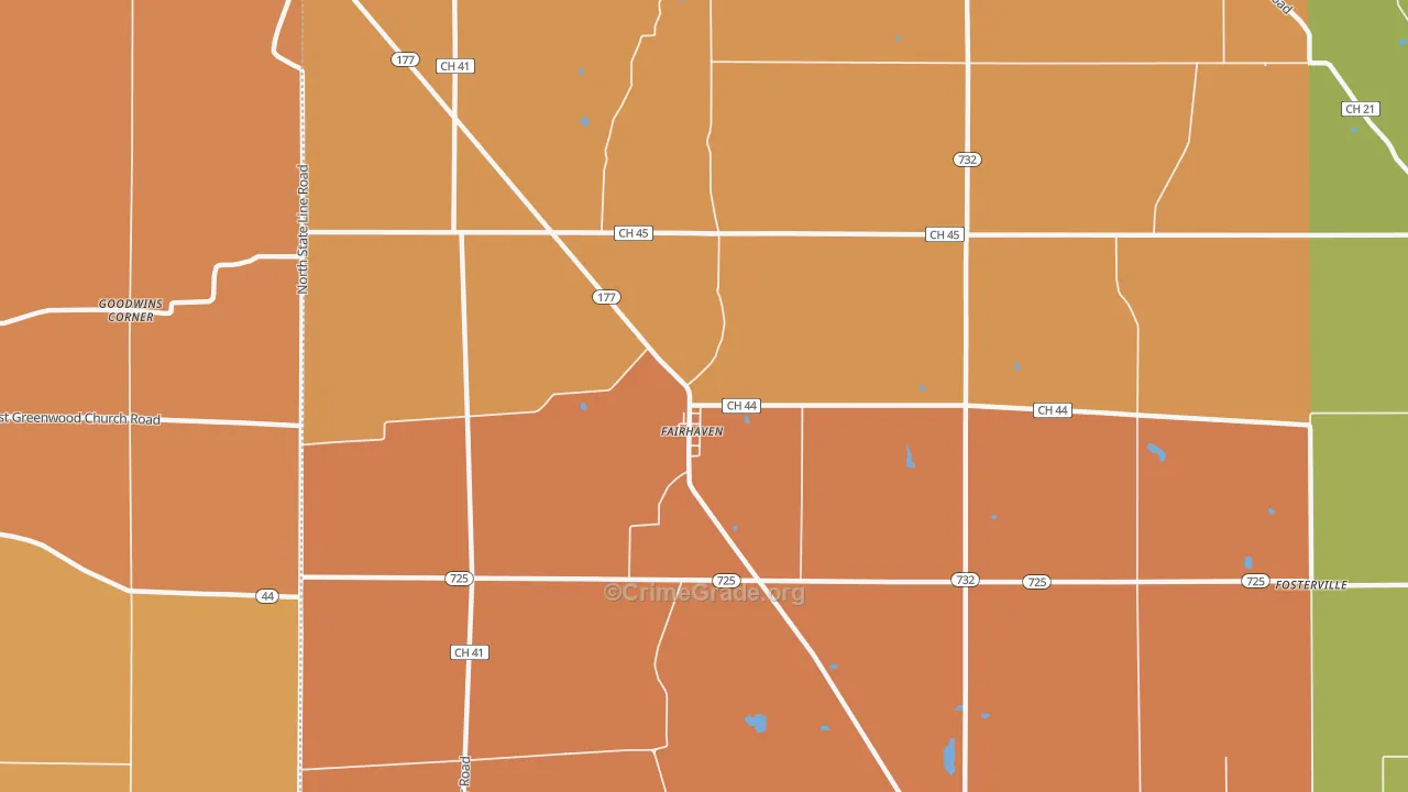 Fairhaven, OH Map of Vandalism Rates