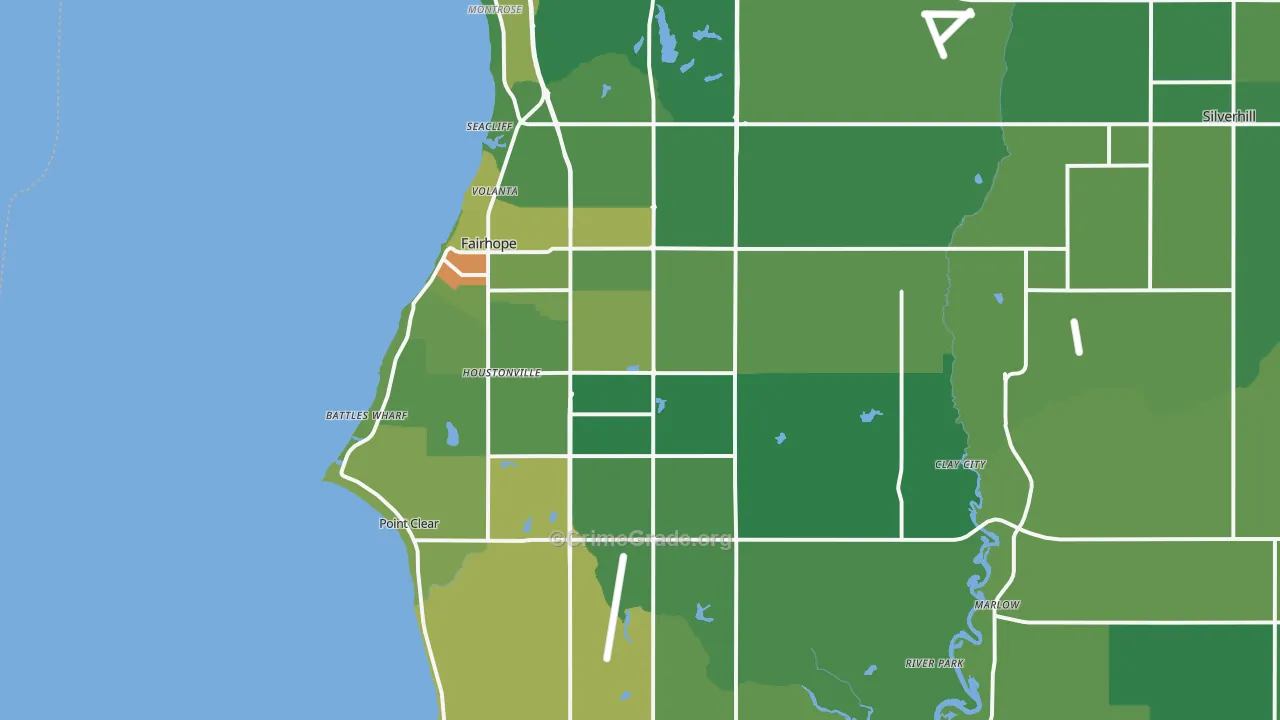 Fairhope, AL Map of Vandalism Rates