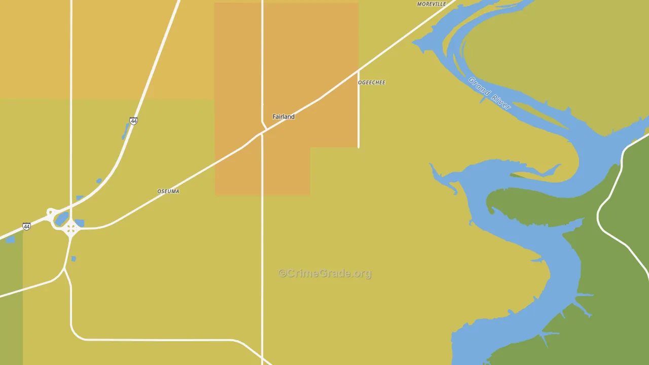 Fairland, OK Map of Vandalism Rates