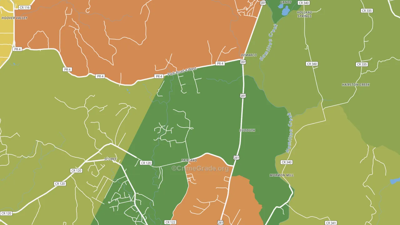 Fairland, TX Map of Vandalism Rates
