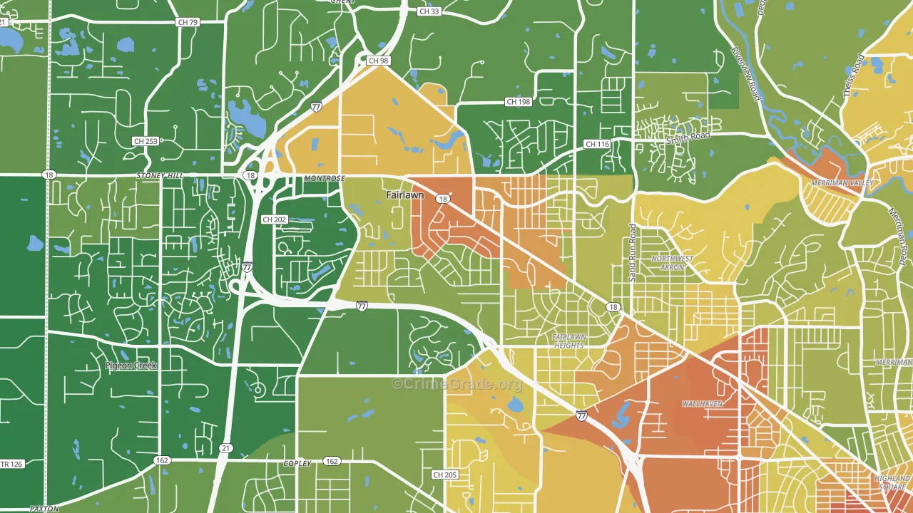 Fairlawn, OH Map of Vandalism Rates